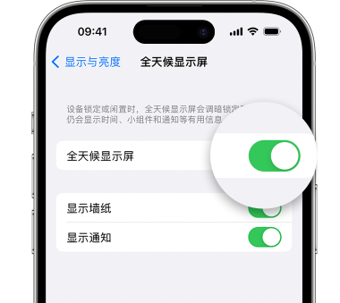 荷塘苹果15预约维修分享iPhone15如何设置全天候显示屏幕可见 